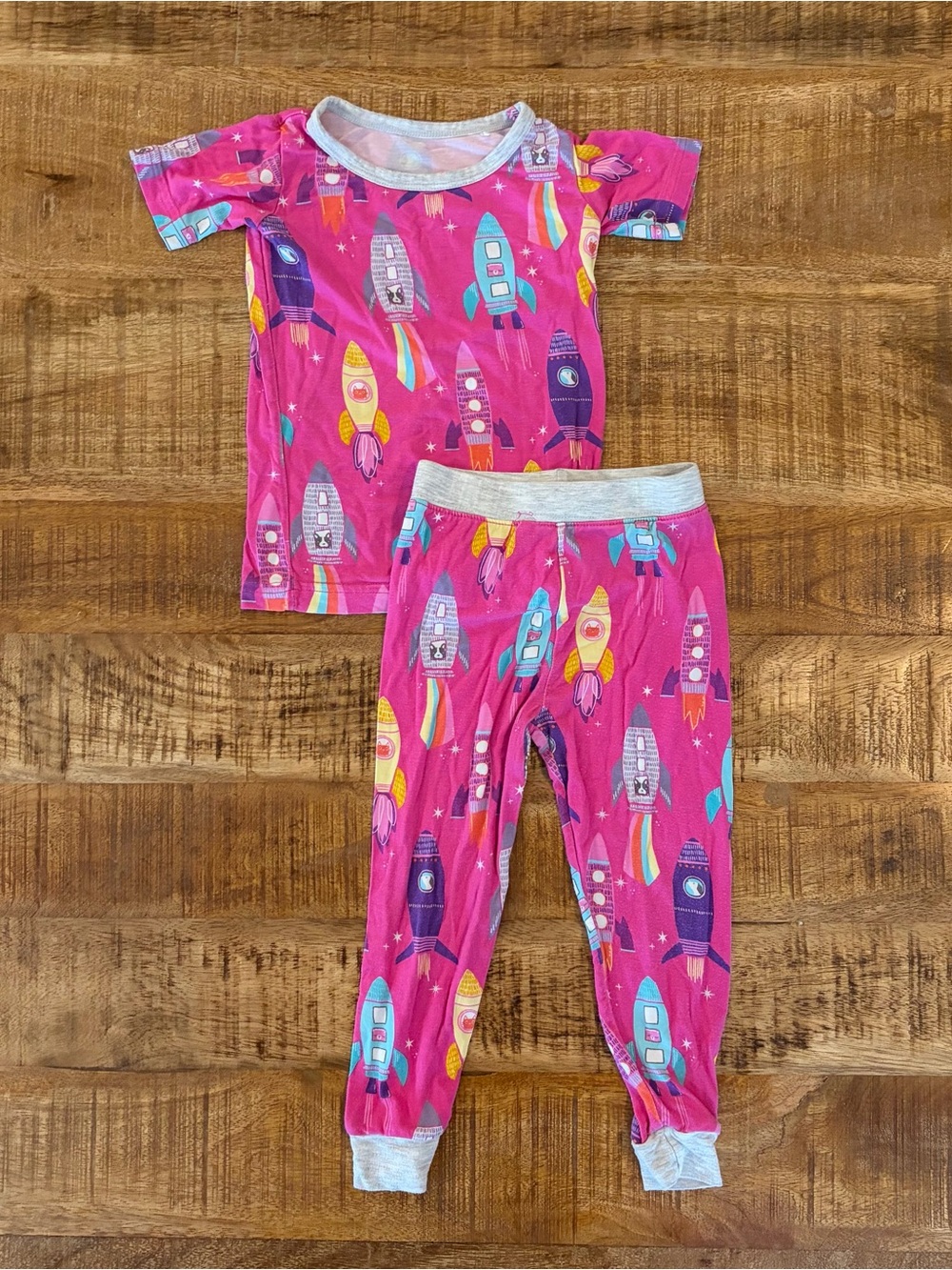 Little Sleepies Pink Space Explorer Rockets Pajama Set 6-12 months